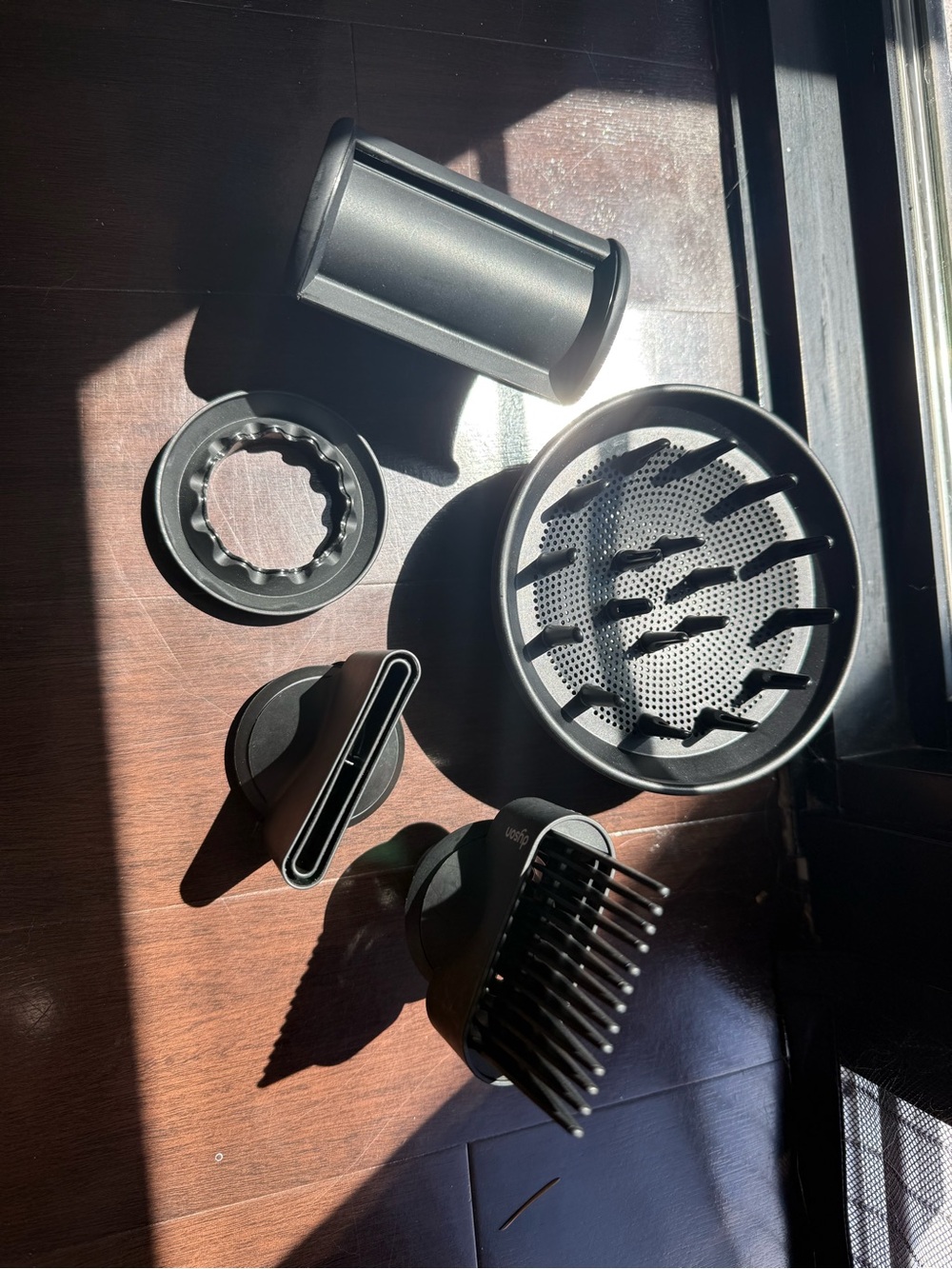 Dyson Black Hair Dryer Attachments Set with Diffuser and Nozzles